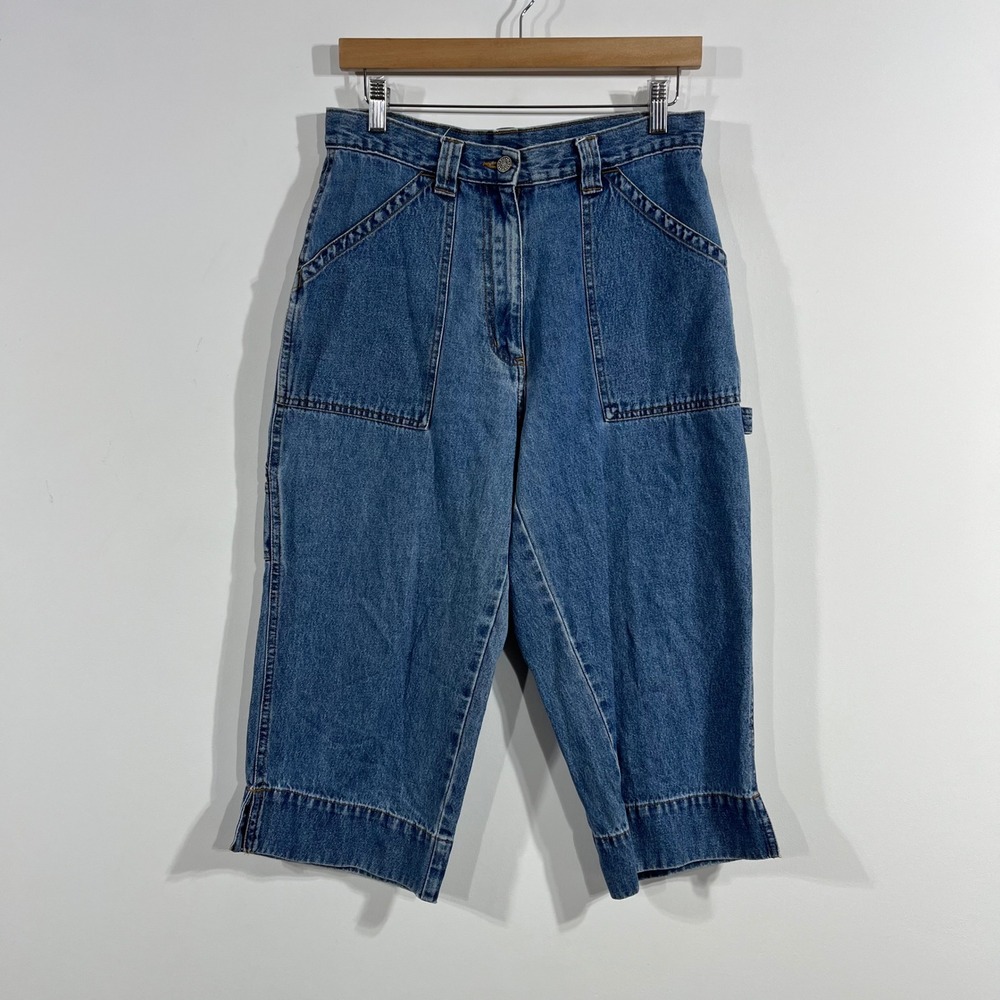 Vintage Bill Blass Baggy Carpenter Capri Jeans Womens 8P Denim 90s Streetwear